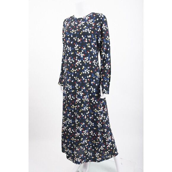 Zara Womens Long Printed Dress Dots M Black Multicolor Long sleeved 5216/263 - Picture 4 of 6